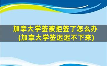 加拿大学签被拒签了怎么办(加拿大学签迟迟不下来)