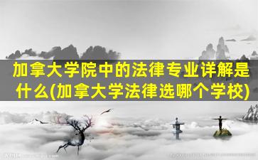 加拿大学院中的法律专业详解是什么(加拿大学法律选哪个学校)