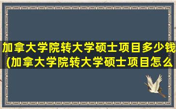 加拿大学院转大学硕士项目多少钱(加拿大学院转大学硕士项目怎么样)