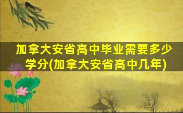 加拿大安省高中毕业需要多少学分(加拿大安省高中几年)