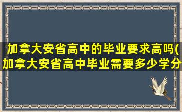 加拿大安省高中的毕业要求高吗(加拿大安省高中毕业需要多少学分)