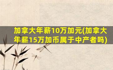 加拿大年薪10万加元(加拿大年薪15万加币属于中产者吗)