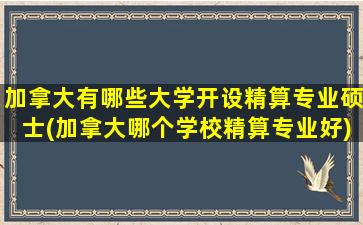 加拿大有哪些大学开设精算专业硕士(加拿大哪个学校精算专业好)