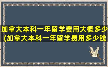 加拿大本科一年留学费用大概多少(加拿大本科一年留学费用多少钱)