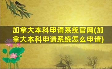 加拿大本科申请系统官网(加拿大本科申请系统怎么申请)