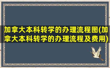 加拿大本科转学的办理流程图(加拿大本科转学的办理流程及费用)