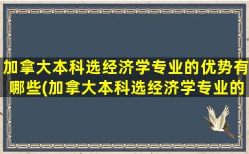 加拿大本科选经济学专业的优势有哪些(加拿大本科选经济学专业的优势是什么)