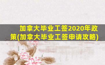 加拿大毕业工签2020年政策(加拿大毕业工签申请攻略)