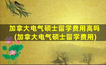 加拿大电气硕士留学费用高吗(加拿大电气硕士留学费用)