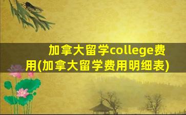 加拿大留学college费用(加拿大留学费用明细表)