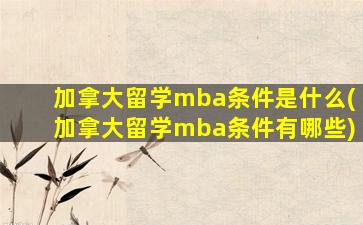 加拿大留学mba条件是什么(加拿大留学mba条件有哪些)