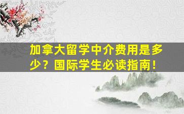 加拿大留学中介费用是多少？国际学生必读指南！