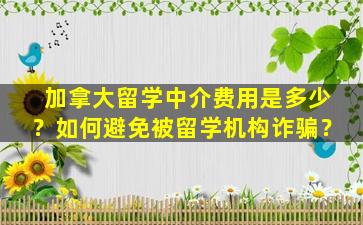 加拿大留学中介费用是多少？如何避免被留学机构诈骗？