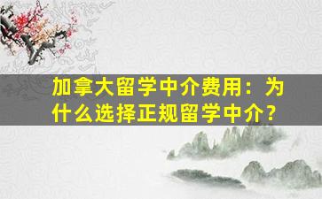 加拿大留学中介费用：为什么选择正规留学中介？