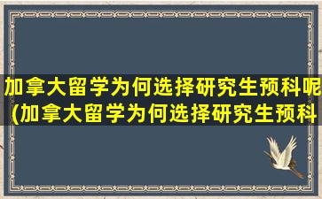 加拿大留学为何选择研究生预科呢(加拿大留学为何选择研究生预科专业)