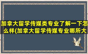 加拿大留学传媒类专业了解一下怎么样(加拿大留学传媒专业哪所大学好)