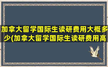 加拿大留学国际生读研费用大概多少(加拿大留学国际生读研费用高吗)