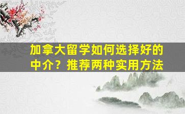 加拿大留学如何选择好的中介？推荐两种实用方法