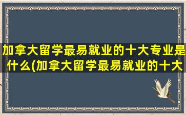 加拿大留学最易就业的十大专业是什么(加拿大留学最易就业的十大专业有哪些)