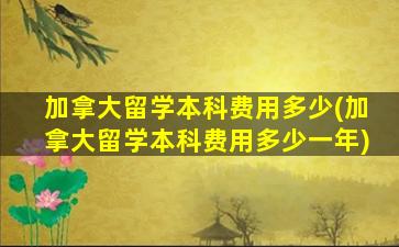 加拿大留学本科费用多少(加拿大留学本科费用多少一年)