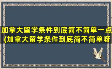 加拿大留学条件到底简不简单一点(加拿大留学条件到底简不简单呀)