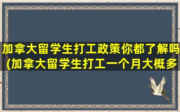 加拿大留学生打工政策你都了解吗(加拿大留学生打工一个月大概多少钱)