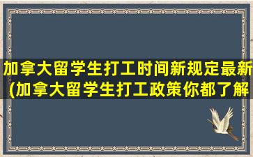 加拿大留学生打工时间新规定最新(加拿大留学生打工政策你都了解吗)