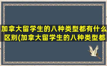 加拿大留学生的八种类型都有什么区别(加拿大留学生的八种类型都有什么特点)