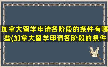 加拿大留学申请各阶段的条件有哪些(加拿大留学申请各阶段的条件及流程)