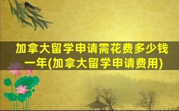 加拿大留学申请需花费多少钱一年(加拿大留学申请费用)