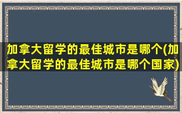 加拿大留学的最佳城市是哪个(加拿大留学的最佳城市是哪个国家)