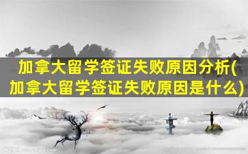 加拿大留学签证失败原因分析(加拿大留学签证失败原因是什么)