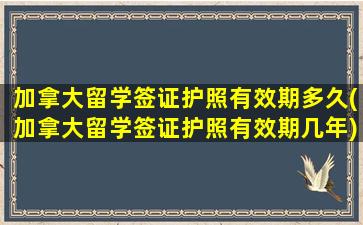 加拿大留学签证护照有效期多久(加拿大留学签证护照有效期几年)