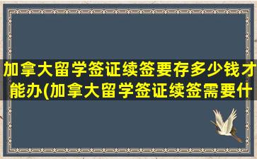 加拿大留学签证续签要存多少钱才能办(加拿大留学签证续签需要什么材料)