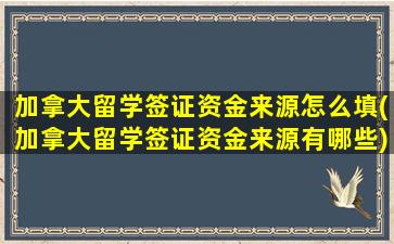 加拿大留学签证资金来源怎么填(加拿大留学签证资金来源有哪些)