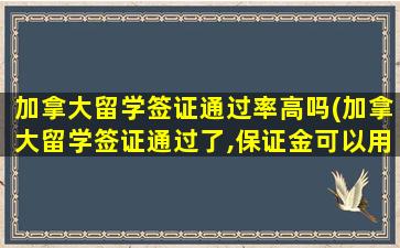 加拿大留学签证通过率高吗(加拿大留学签证通过了,保证金可以用了吗-)