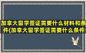 加拿大留学签证需要什么材料和条件(加拿大留学签证需要什么条件)