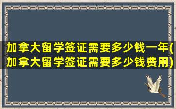 加拿大留学签证需要多少钱一年(加拿大留学签证需要多少钱费用)