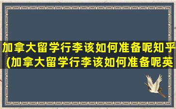 加拿大留学行李该如何准备呢知乎(加拿大留学行李该如何准备呢英文)