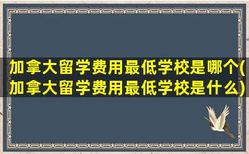 加拿大留学费用最低学校是哪个(加拿大留学费用最低学校是什么)