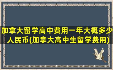 加拿大留学高中费用一年大概多少人民币(加拿大高中生留学费用)