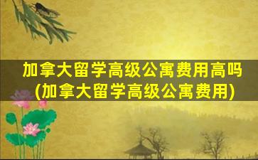 加拿大留学高级公寓费用高吗(加拿大留学高级公寓费用)