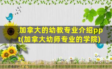 加拿大的幼教专业介绍ppt(加拿大幼师专业的学院)