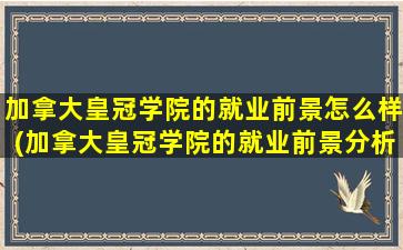 加拿大皇冠学院的就业前景怎么样(加拿大皇冠学院的就业前景分析)