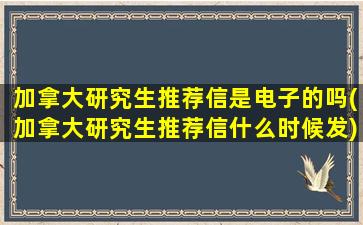 加拿大研究生推荐信是电子的吗(加拿大研究生推荐信什么时候发)