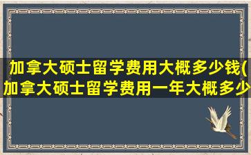 加拿大硕士留学费用大概多少钱(加拿大硕士留学费用一年大概多少人民币高中)