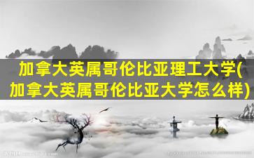 加拿大英属哥伦比亚理工大学(加拿大英属哥伦比亚大学怎么样)