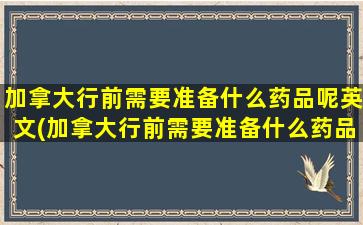 加拿大行前需要准备什么药品呢英文(加拿大行前需要准备什么药品呢知乎)