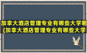 加拿大酒店管理专业有哪些大学呢(加拿大酒店管理专业有哪些大学呢女生)