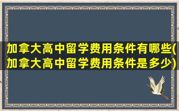 加拿大高中留学费用条件有哪些(加拿大高中留学费用条件是多少)